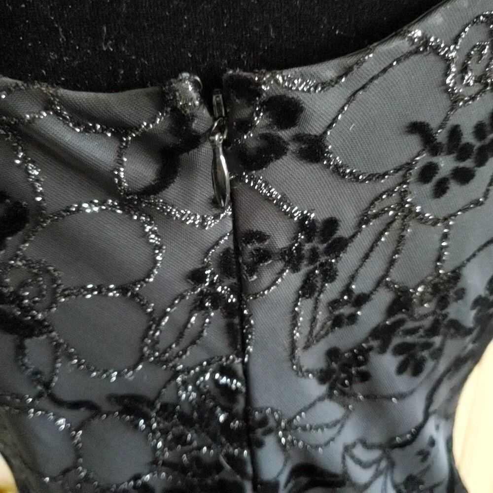 Exquis Black Floral Velvet Burnout Maxi Dress Size S 90s Y2k Whimsigoth Witchy - Picture 8 of 11